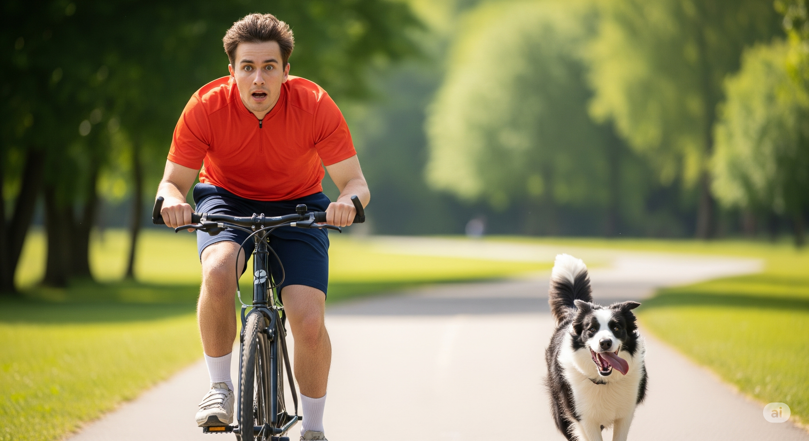 border collie et cycliste