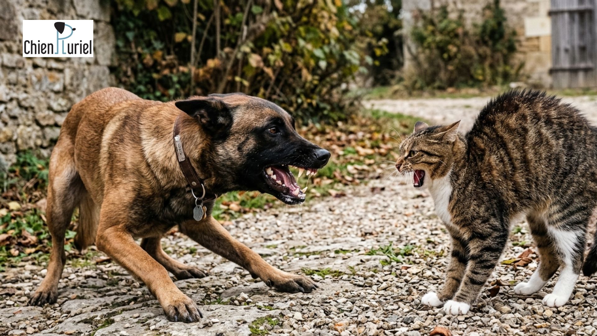 chien qui attaque les chats